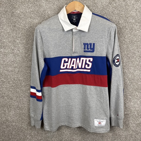 New York Giants x‎ Tommy Hilfiger NFL Long Sleeve Rugby Polo Shirt Men's Medium - Picture 1 of 7